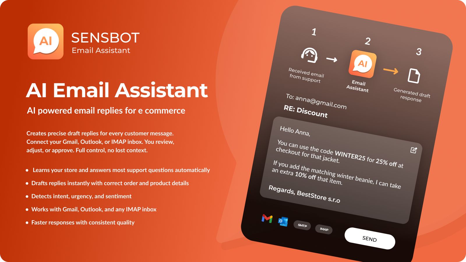 Sensbot Email Assistant for Shopify