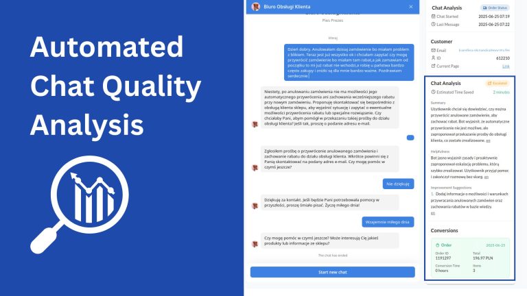 Boost chatbot performance with AI-powered quality analysis. Get real-time summaries, ratings, and smart suggestions to improve customer experience — all automated, no setup needed.